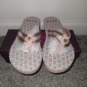 Tory Burch Coastal Pink Gemini Link Thin Flip Flop Sz 8